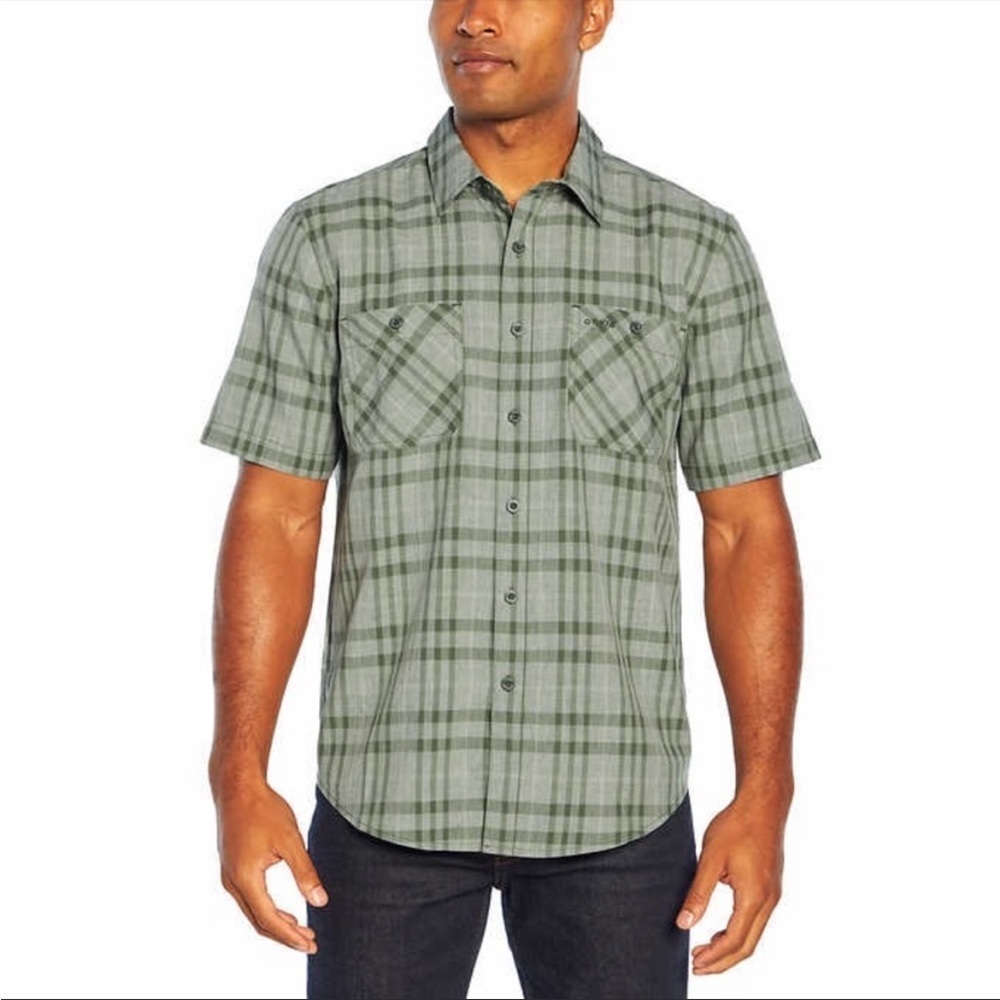 NWT Orvis Duck Green Plaid Short Sleeves Tech Shirt Size M